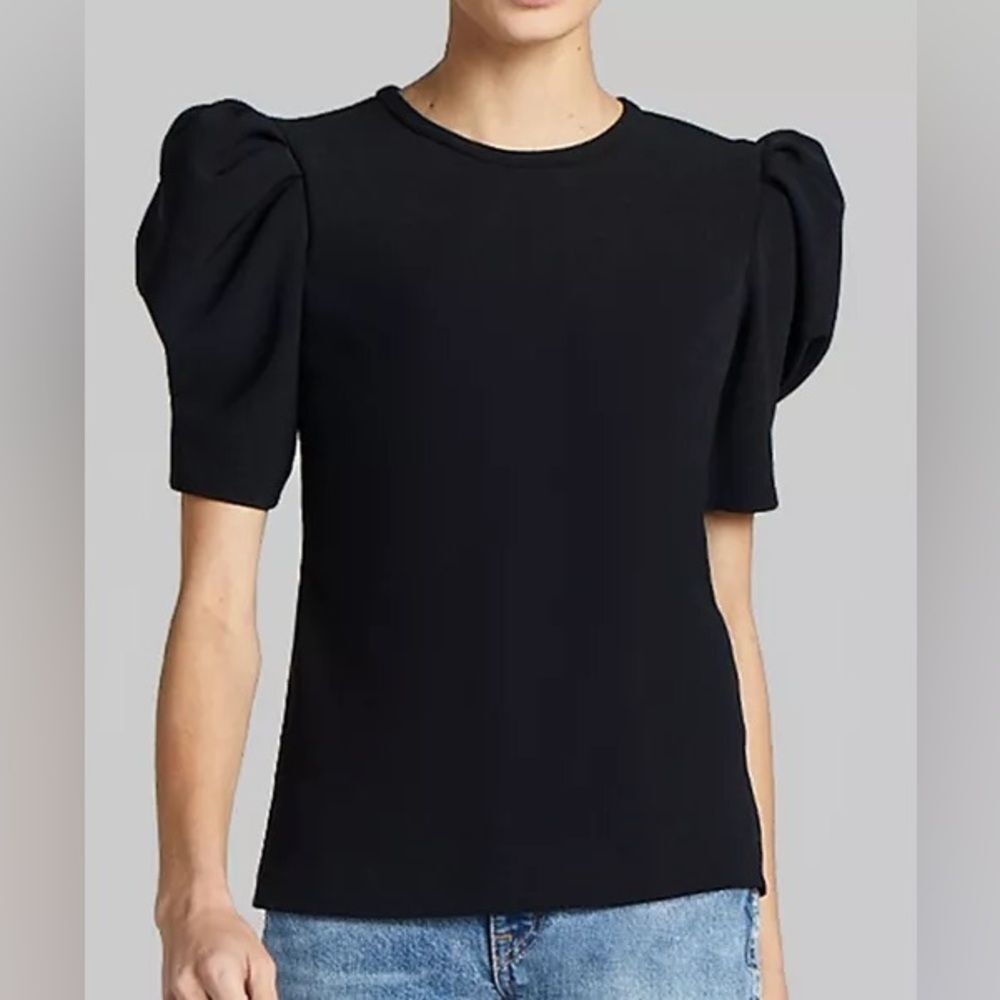 A.L.C West Puff Sleeve Crepe Top Black Size 10 NWT